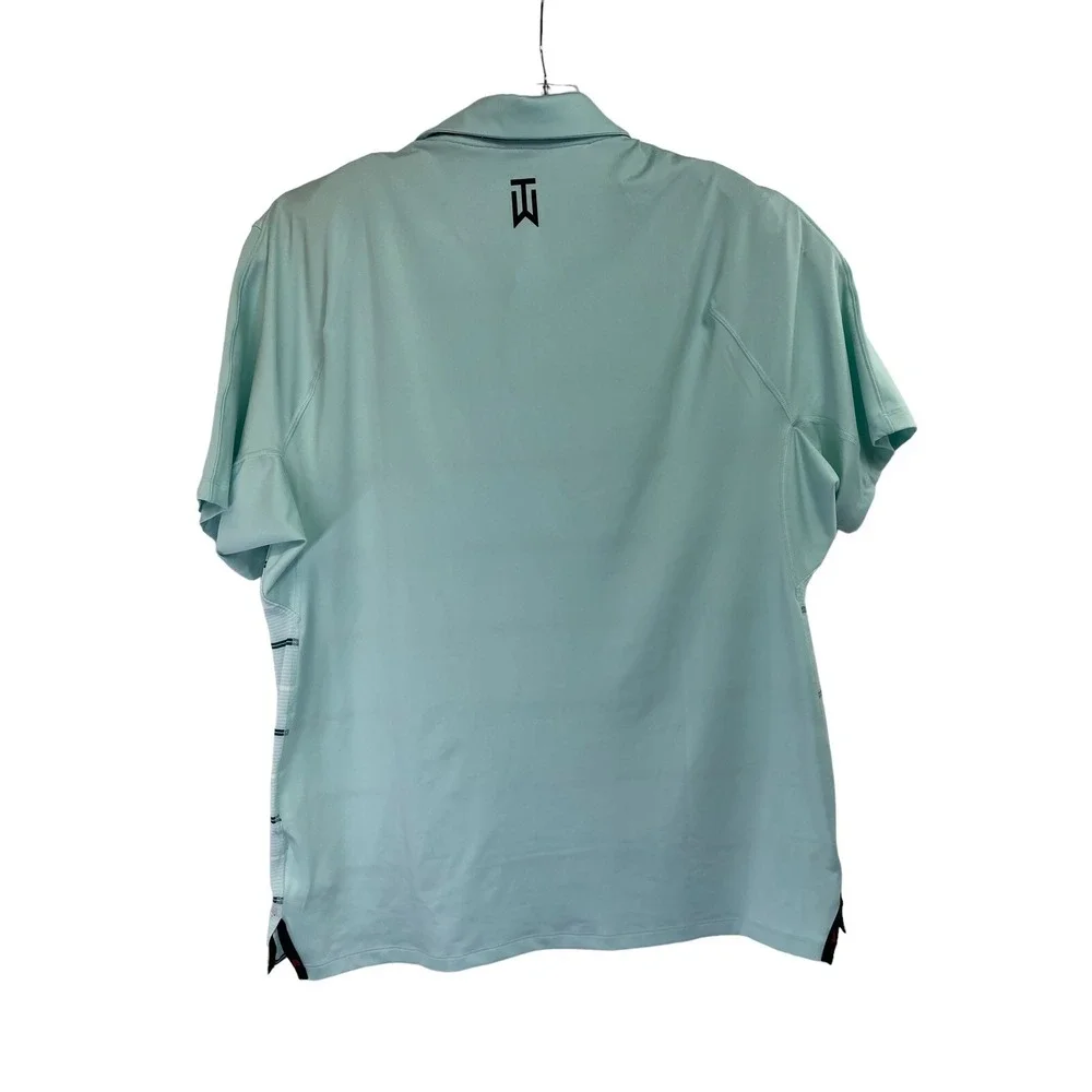Tiger Woods Collection / Nike Mens Large Teal Striped Golf Polo Shirt (BB37)NWTs